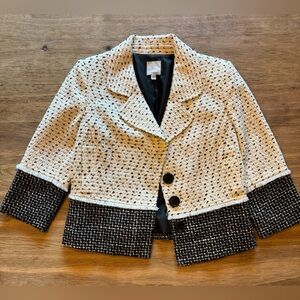 Halogen Cream and Black Cropped Jacket Size S Petite